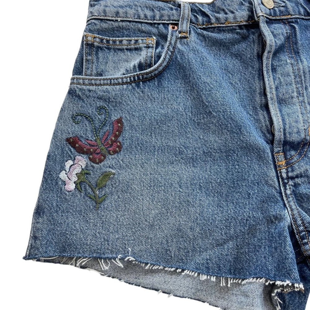 Reformation Charlie High Rise Floral Fauna Embroidery Jean Short Size 30 NWOT - Picture 3 of 14